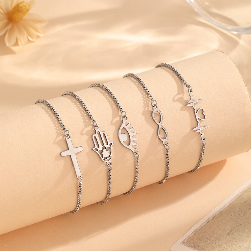 Simple Cold Ins Style Cross ECG Stainless Steel Fine Bracelet Cross-border TikTok Hot-selling Fashion Jewelry Simple Cold Ins Style Cross ECG Stainless Steel Fine Bracelet Cross-border TikTok Hot-selling Fashion Jewelry