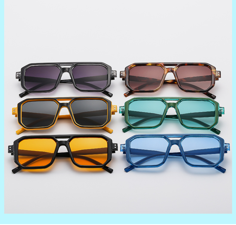 Lunettes de soleil unisexe carrées avec protection uv et clous_voghion.com