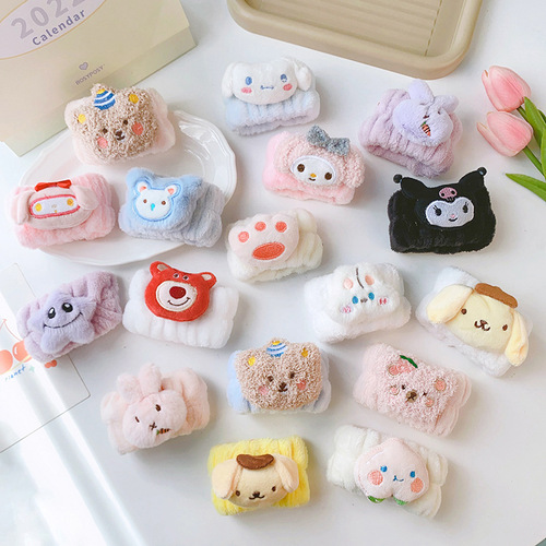 Plush face wash wristband wholesale girls water absorbent wipe sweat makeup flannel wristband waterproof hairband wristband