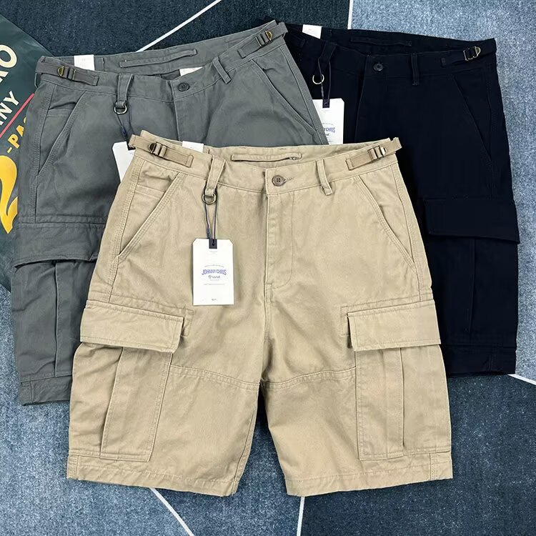 Vintage Heavy-Duty Casual Work Shorts for Men, Trendy Summer New Style, All-Cotton, Loose Fit, Four-Quarter Length, with Pockets, Fashionable and Versatile