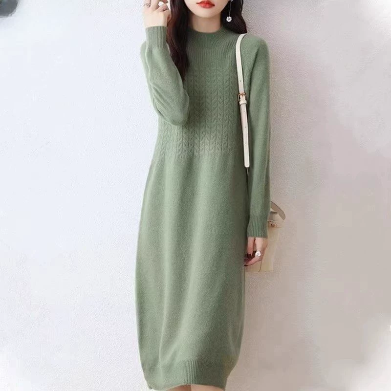 Осеннее и зимнее платье средней и длинной одежды женская новая мода свободная вязаная юбка