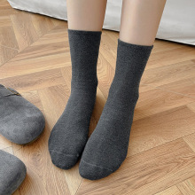 纯色系基础款百搭简约袜子女羊毛混纺保暖透气高螺口基础中筒袜