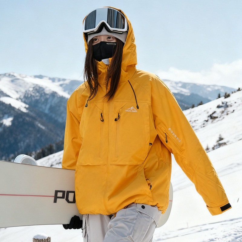 Ski Jacket for Men and Women, Single Board and Double Board, Waterproof, Cold-Proof, Cotton and Thickeneded, Loose Large Size Ski Jacket Top