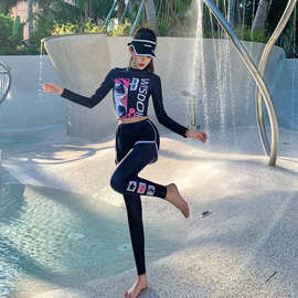 韩版2026新款潜水服女分体速干浮潜休闲冲浪长袖泳衣保守防晒批发