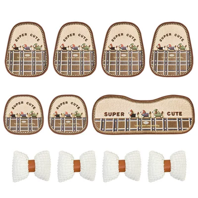 Linen Car Seat Cushion, Universal for All Seasons, High-End and Cute, Breathable Summer Cooling Pad for Women, Car Seat Cover Cushion (Seat cushion, seat cover) - three-dachshunds-5-seater-11-piece-throw-pillow-set