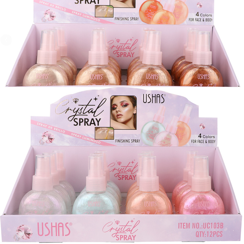 (caja de exhibición) USHAS venta caliente líquido transfronterizo brillante brillante humectante reparador pulverización de alta luz UC103A + B