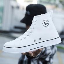 男鞋高帮帆布鞋青少年韩版新款时尚学生潮鞋原宿风舒适百搭休闲鞋