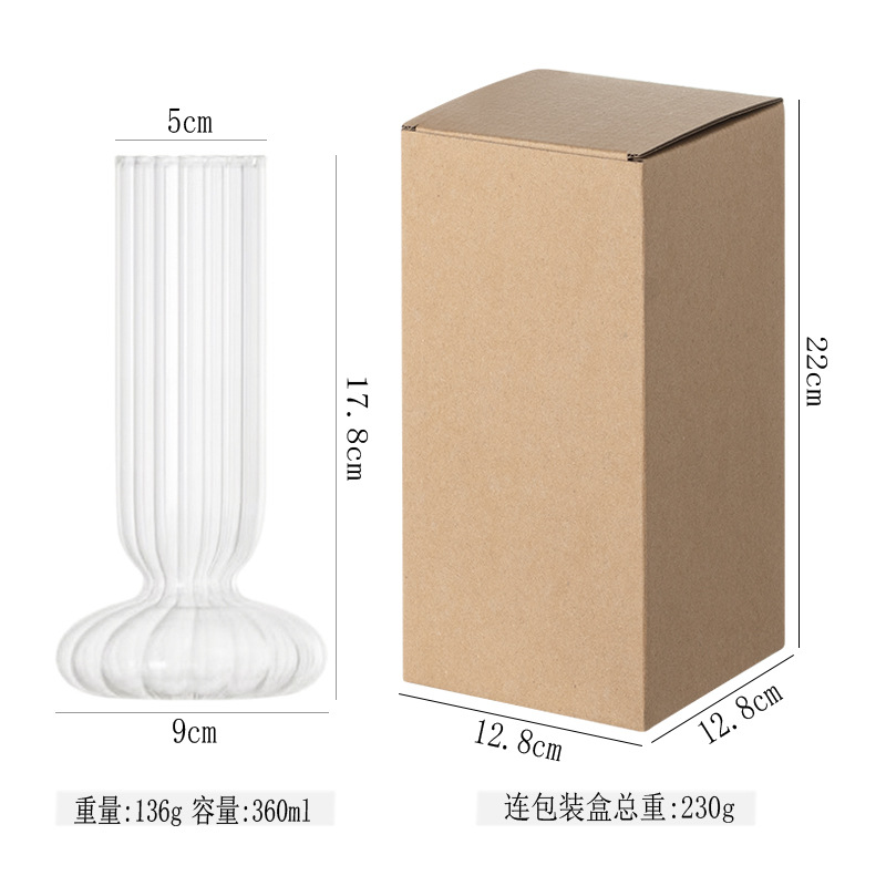 Nuevo jarrón de cristal simple, arreglo floral, decoración de sala de estar, hotel