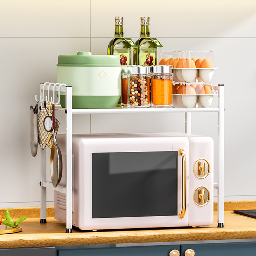 Kitchen microwave shelf, desktop adjustable seasoning rack, multifunctional rice cooker oven rack, layered storage rack