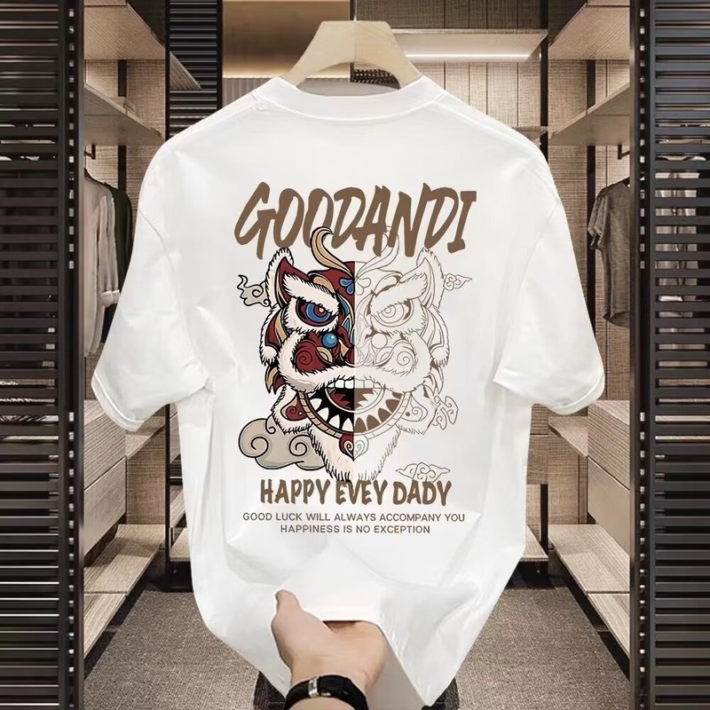 アメリカのトレンディなブランド純綿メンズラウンドネック半袖Tシャツメンズ服夏の新しいルーズ半袖カジュアルトップ|undefined