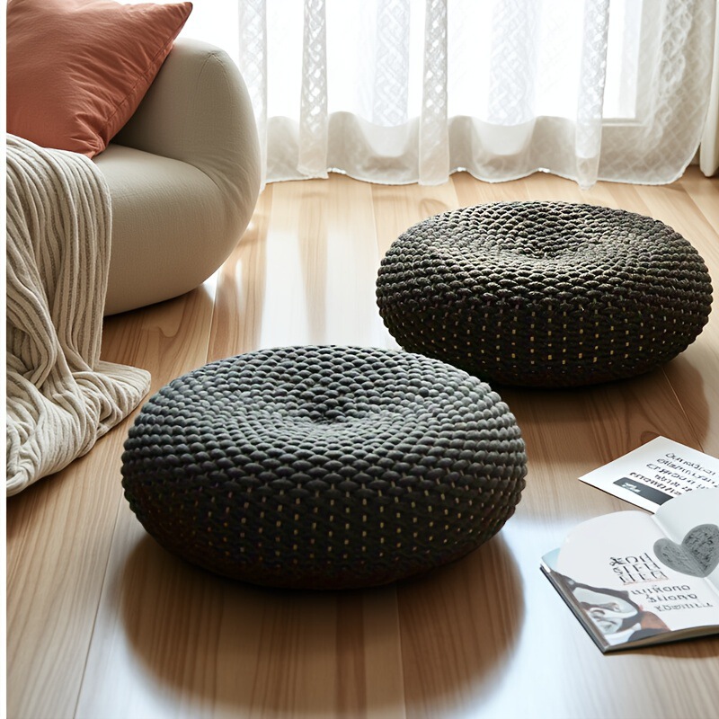Cotton Rope Futon Hand-Woven Cushion Tatami Bay Window Balcony Cushion Lazy Living Room Floor Cushion Cotton Rope Futon Hand-Woven Cushion Tatami Bay Window Balcony Cushion Lazy Living Room Floor Cushion
