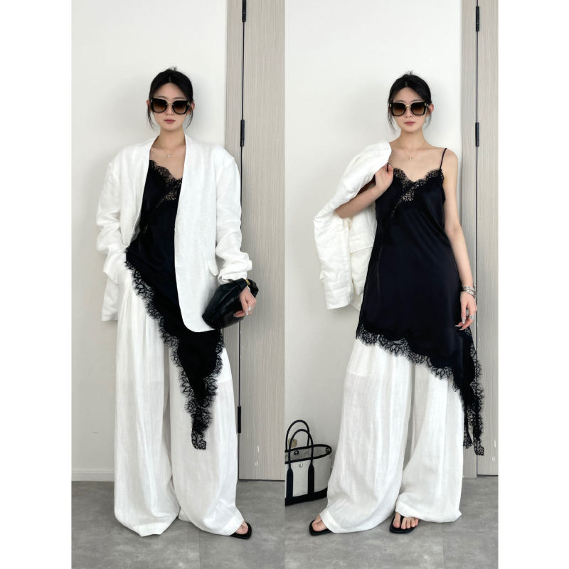 Nanyu Designer Fashionable and Stylish Atmosphere-Creating French-Style Unique Irregular Lace Strap Dress for Women Spring 2026