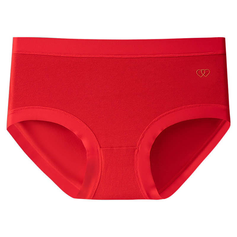 Año de nacimiento ropa interior de algodón de las mujeres entrepierna antibacteriana mediados de cintura sin costuras más tamaño pantalones cortos cabeza boda ropa interior roja