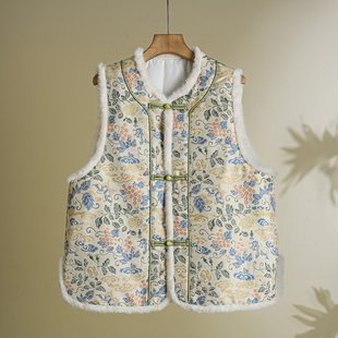 A generation of 2024 winter new Tang suit Chinese style plate buckle clothes clip cotton waistcoat Jacquard warm vest