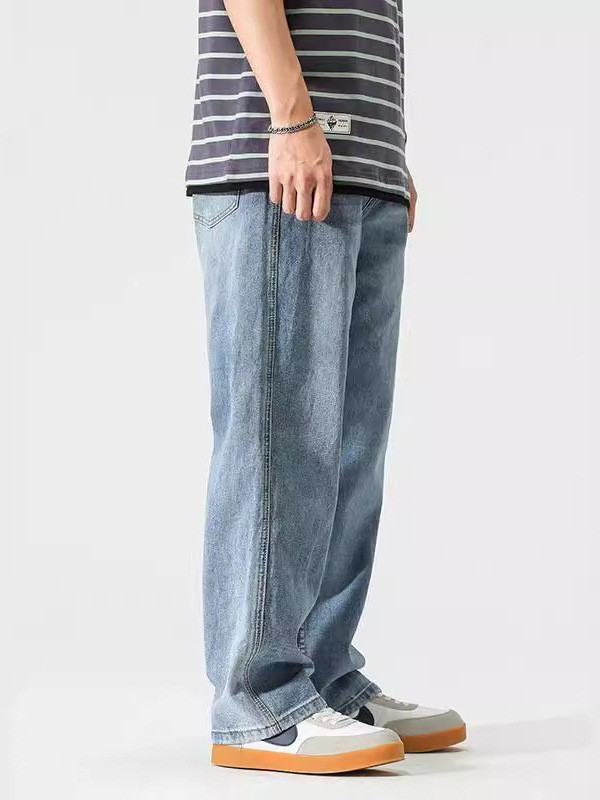 Jeans Rectos y Holgados para Hombre de Mezclilla de Algodón image 6