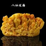 仿黄龙玉摆件批发 满载而归山水摆件橱窗陈列人物龙凤山水件老玉