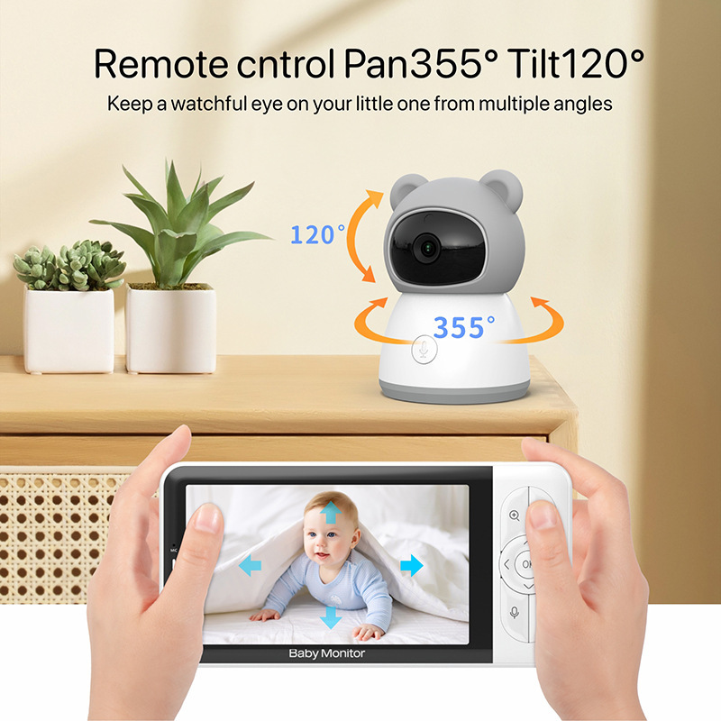 Cross-Border Hot-Selling Smart Baby Monitor 5inch Hd Wifi Face Tracking Caregiver