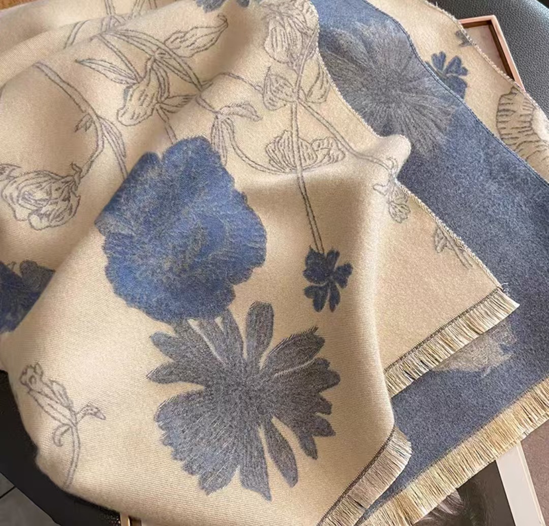 Kaschmirschal Für Damen Mit Pfingstrosenmuster Und Blumenprint_voghion.com
