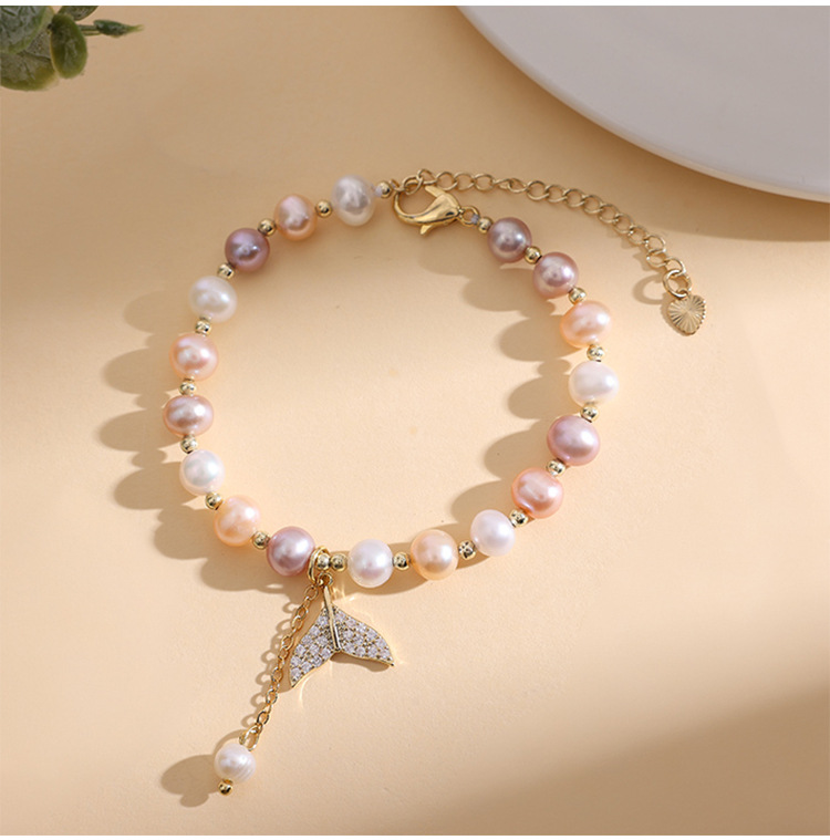 Fashion Heart Shape Copper Gold Plated Pearl Bracelets