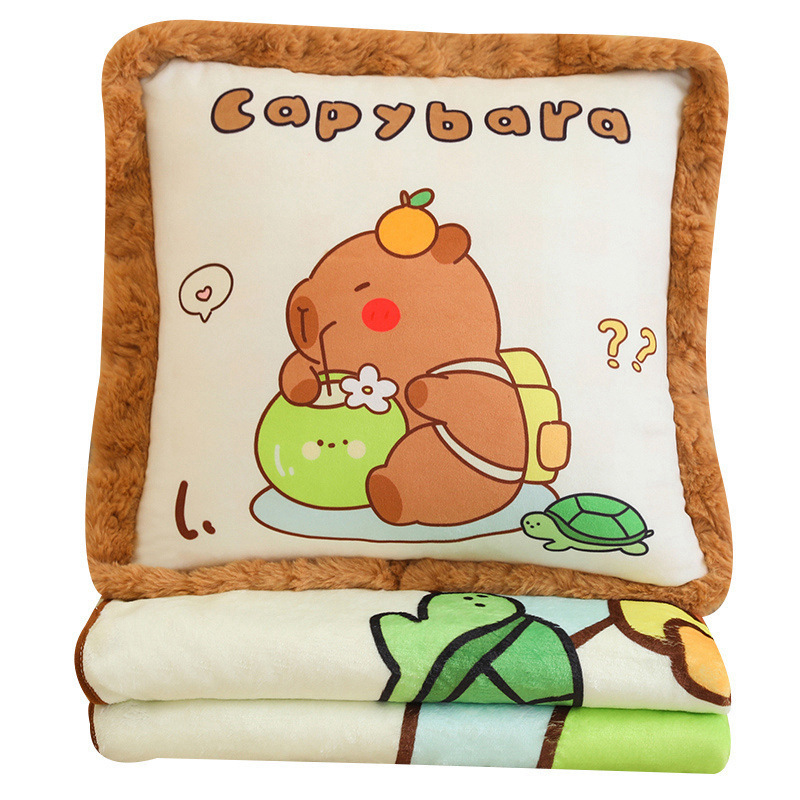 Capibara almohada de abrazo manta 2 - en - 1 colcha de automóvil para dormir aire acondicionado de oficina almohada de siesta