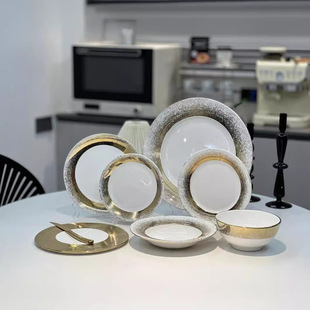 High-end Light Luxury Retro Modern Ritual Western Food Cold Dishes Ins Hotel Supplies Household Ceramic Display Dish Plate