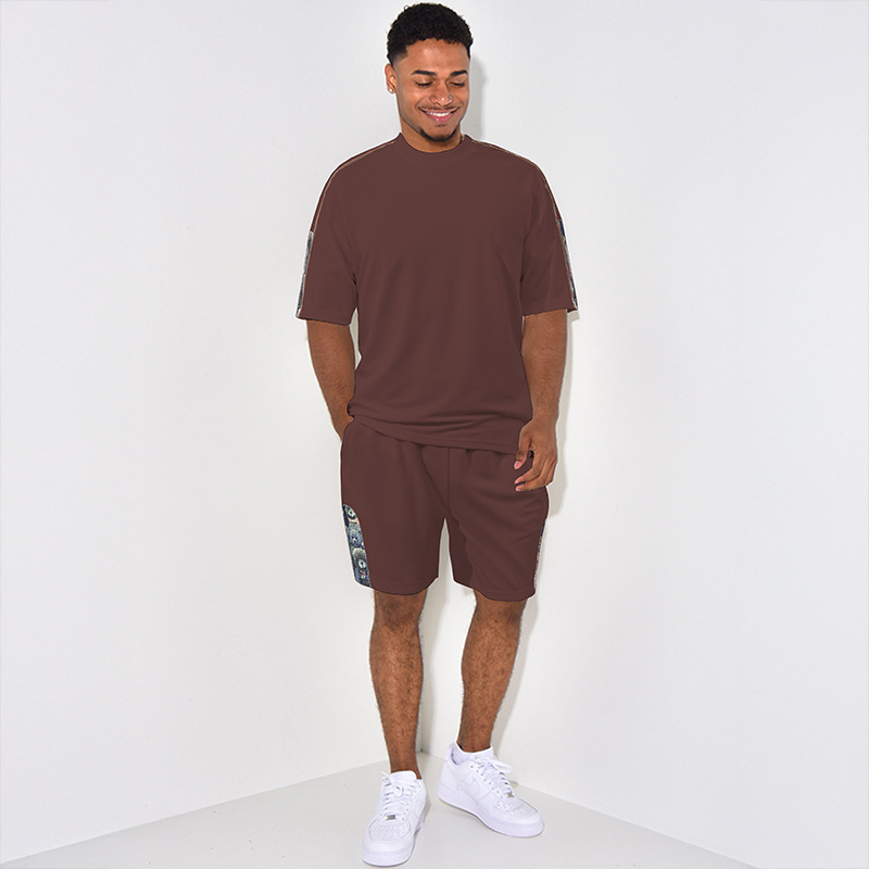 Ensemble deux pièces décontracté pour homme, collection été 2025 : short imprimé à manches courtes._voghion.com