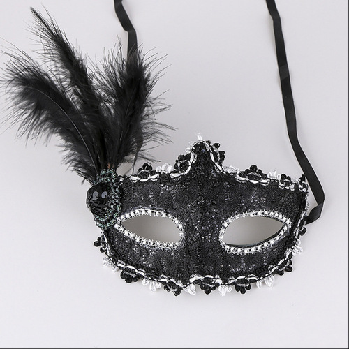 Cross-border hot-selling carnival Christmas dance mask lace leather feather hat Venetian mask