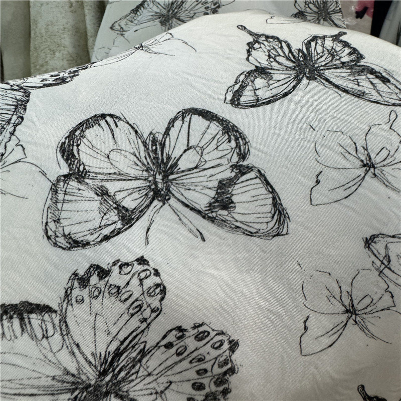 双面缎手抓花炒色工艺蝴蝶花 新中式国风连衣裙衬衫旗袍面料批发