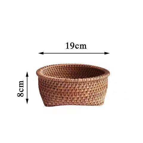 Cestas de almacenamiento de frutas de caña trenzadas vietnamitas canasta de sala de estar casera de bocadillos cestas de dulces creativas canasta de frutas secas caja
