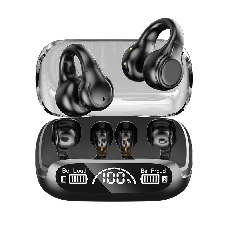 Transfronteriza nueva conducción ósea auricular Bluetooth inalámbrico pantalla digital clip de oído reducción de ruido ultra-larga espera 5,3 Bluetooth modelo privado