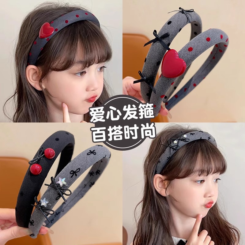 Niños lindos amor arco de pelo 2024 nuevo tipo de niña cabeza de cráneo alto brazo de cabeza de presión de cabello pasador de pelo