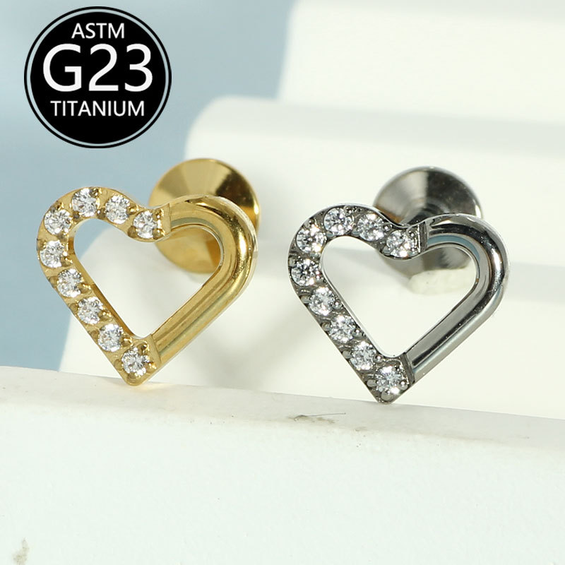Silver pointed spike labret stud material detail