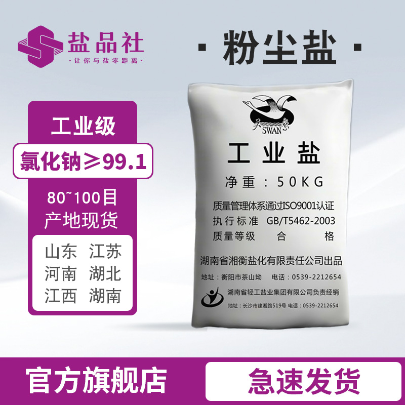 湖南天鹅100目粉尘盐 厂家现货50KG装氯化钠99以上粉盐