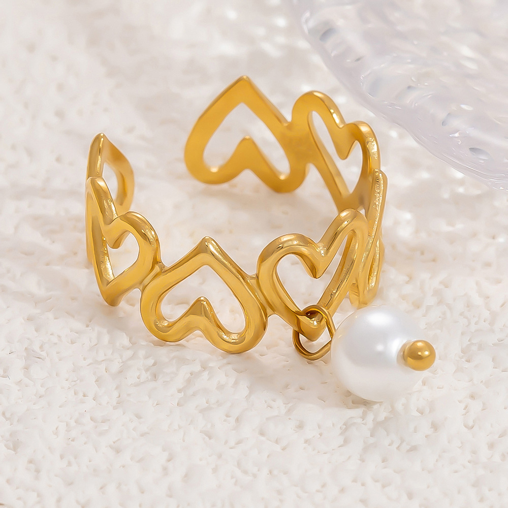 5g Weight Open Rings Classification One Size Ring Size 1 Piece Quantity Banquet, Tea Party Occasion 304 Stainless Steel Material Heart Shape Pattern Women's Gender Plating Design Lady Style Wholesale Jewelry Lady Heart Shape 304 Stainless Steel Plating Open Rings 8
