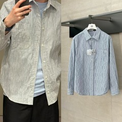 罗家正确版高版本25SS春夏新款条纹波浪纹理男女同款长袖衬衫