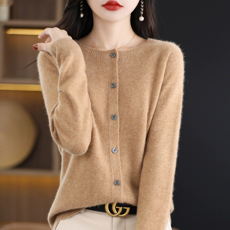 24 осенние и зимние новые дамы 100 чистые кардиганы с круглым вырезом кардиганы