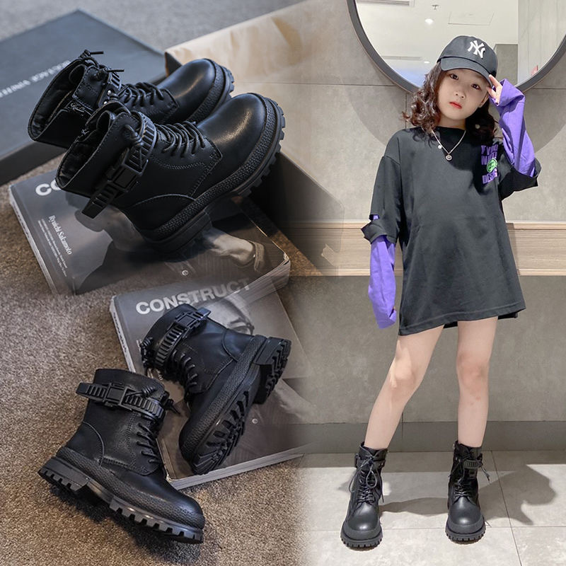 Girls' Martin Boots 2026 New Autumn and Winter Genuine Leather Fleece-Lined Short Boots Boys' Boots British Style Runway Children's Single Boots