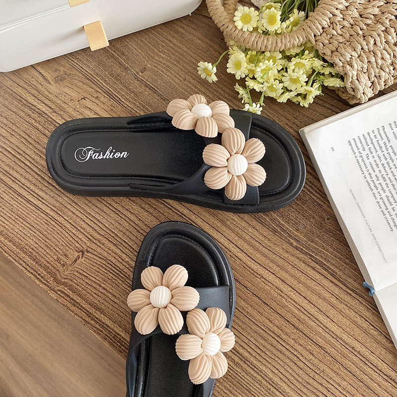 Zapatillas de plataforma de estilo de hadas frescas para mujeres verano ins moda 2023 nueva moda dulce zapatillas de flores de vacaciones