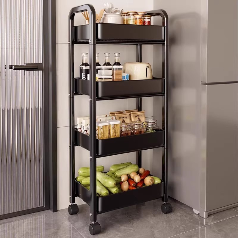 Estante de almacenamiento de cocina de hendidura de piso carro pequeño estante de almacenamiento lateral refrigerador armario de almacenamiento de frutas y verduras móviles multifuncional