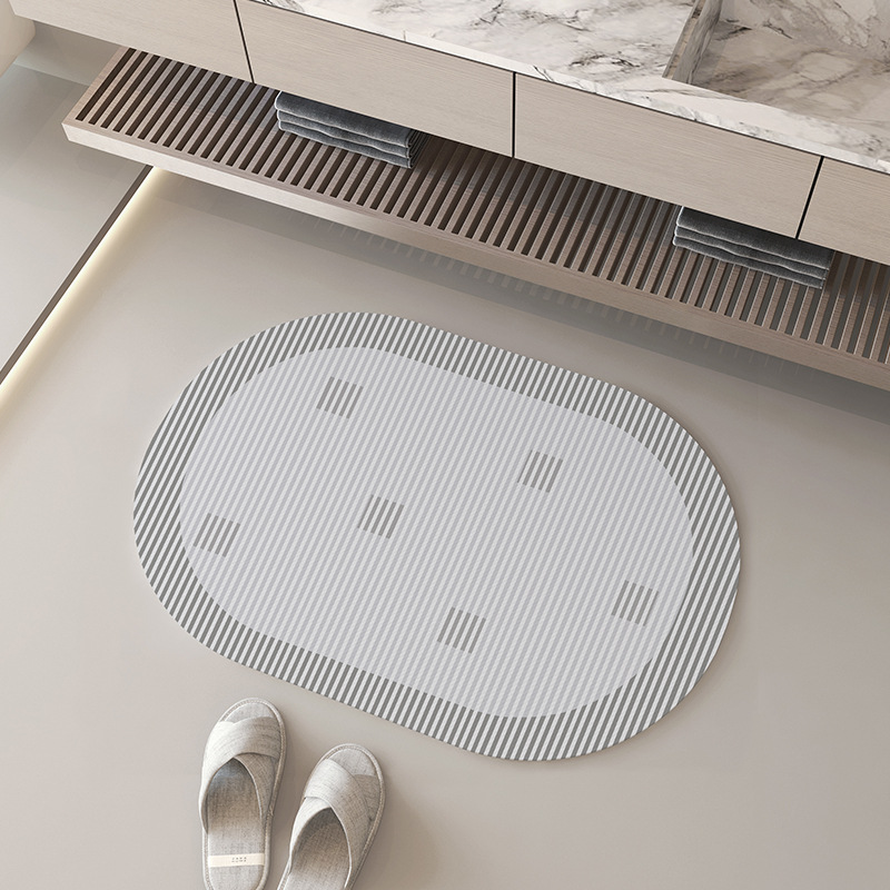 Modern Minimalist Diatomite Bathroom Bath Mat Non-slip Absorbent_voghion.com