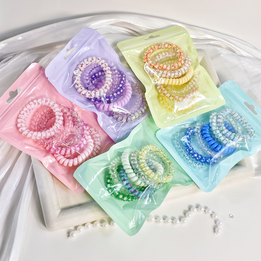 35g Weight Telephone Cord Hair Tie Hair Accessories Type 1 Set Quantity Holiday, Daily Occasion Plastic Material Color Block Pattern Women's Gender Simple Style, Classic Style Style Women's Simple Style Classic Style Color Block Plastic Telephone Cord Hair Tie 1