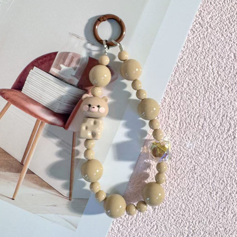 Hermoso cuentas de dibujos animados tridimensionales cadenas de teléfonos móviles chicas pequeños regalos bolsos de moda colgantes de teléfonos móviles llaveros de automóviles