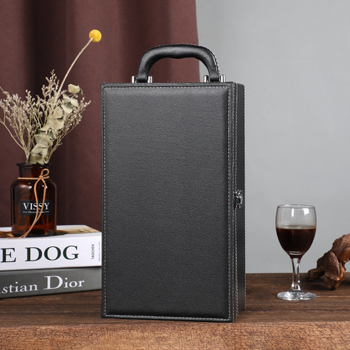 Red Wine Gift Box with Two Bottles, Leather Box Including Wine Accessories, Logo Available, Wine Bottle Gift Box