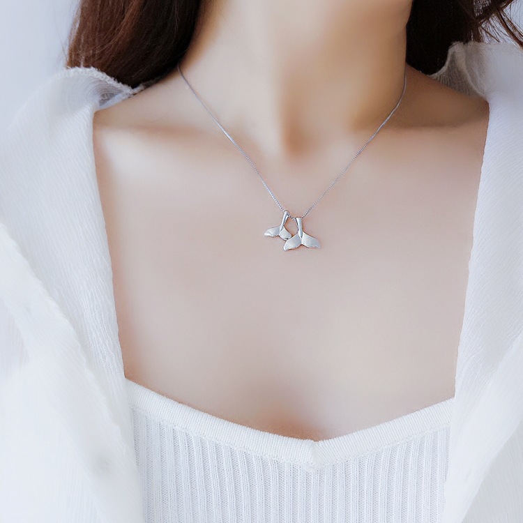 Former 3 female owner Lin Jia same style couple necklace 925 sterling silver mermaid Pisces tail pendant necklace clavicle chain