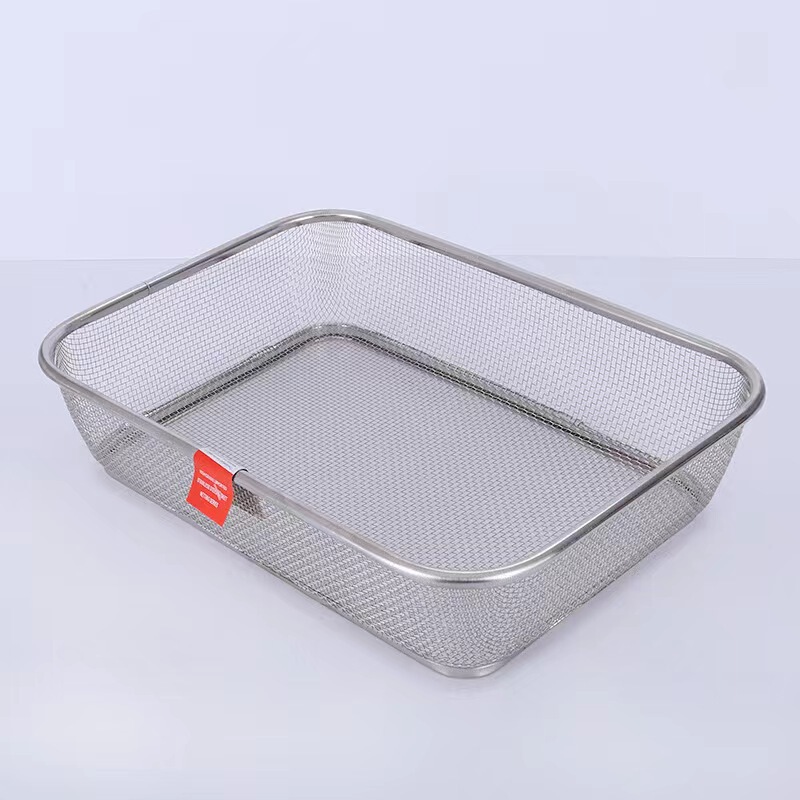 新商品の長方形のステンレス野菜と果物のかごの台所用品の水切りかごの穴の密網の収納かご|undefined