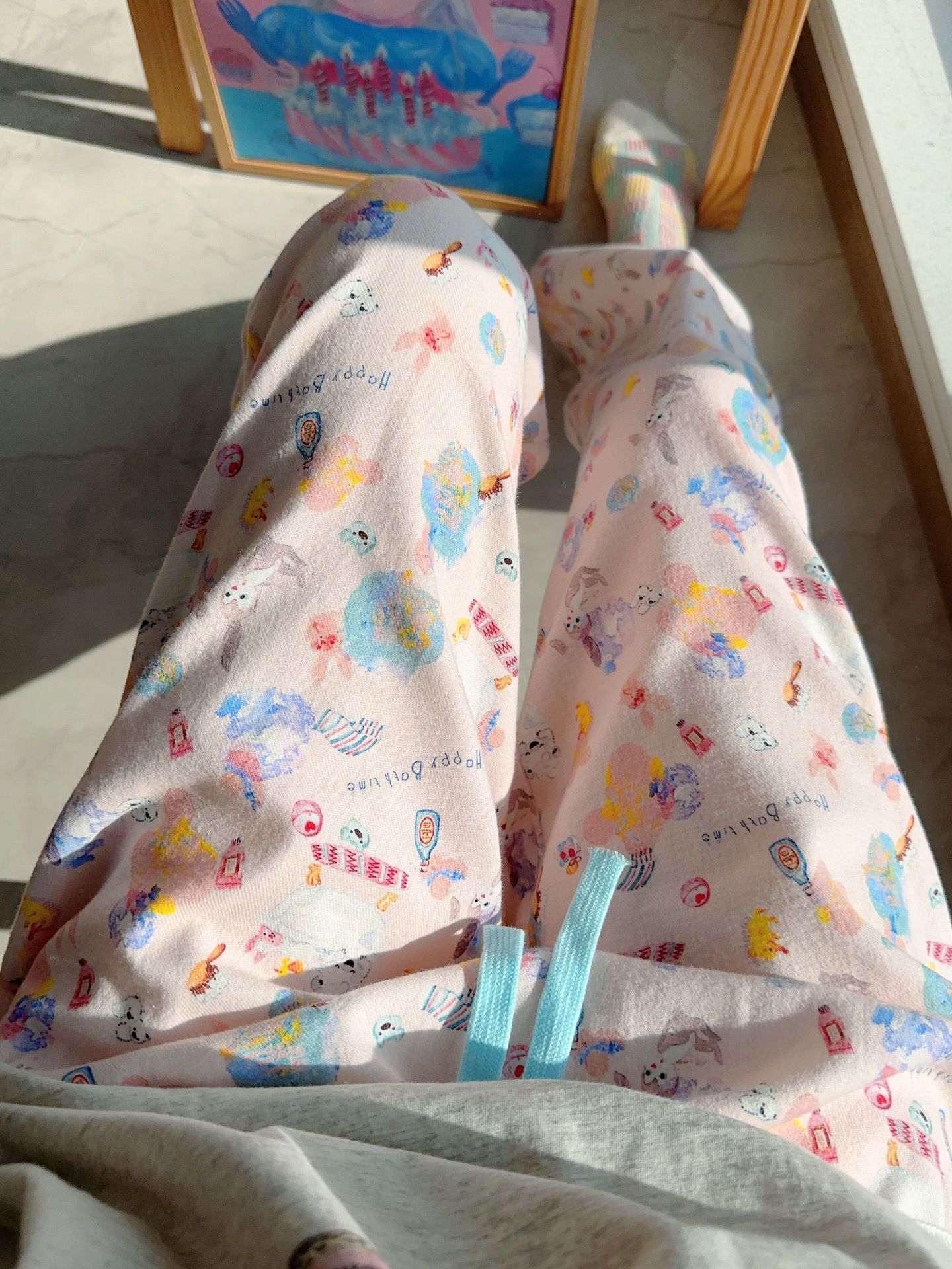 Pijamas sueltos de cereza de manzana de algodón cepillado, pantalones lindos para el hogar