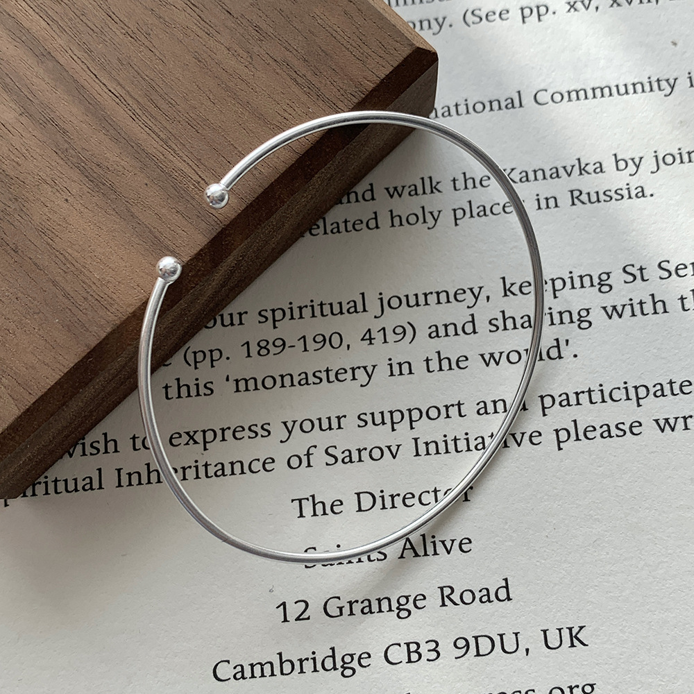 Pulsera de cuentas redondas de plata de ley S925 para mujer simple y ligera, todo fósforo, apertura de nicho INS, pulsera de pila ajustable