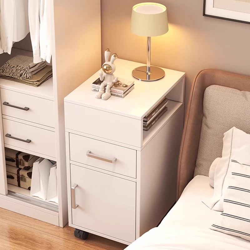 Mesita de noche súper estrecha Mesita de almacenamiento simple y moderna Mesita de almacenamiento pequeña junto a la cama Estante simple para el hogar del dormitorio