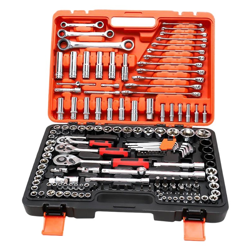 Juego de herramientas de reparación de automóviles, llave de trinquete de enchufe, reparación y mantenimiento de automóviles, caja de herramientas combinada de carcasa de enchufe multifuncional