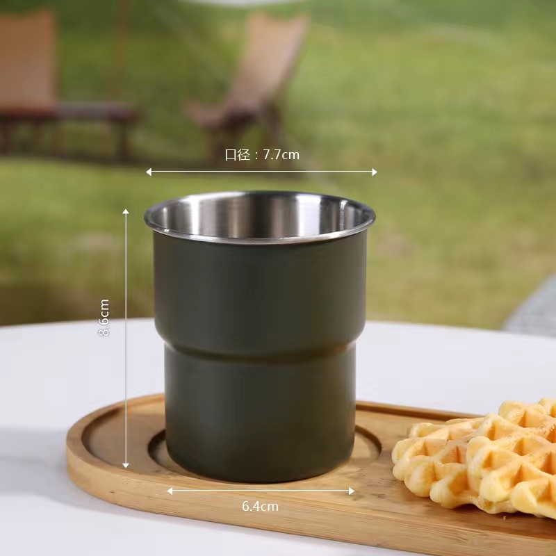 Taza de café americana de acero inoxidable 304 taza portátil con tapa y asa taza de campamento al aire libre antiescaldado taza de agua potable